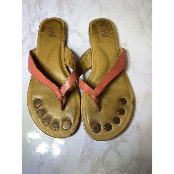 Juil Womens Hera Sandals Size 7M Coral Leather Thong Flip Flop Grounding Copper - Picture 5 of 6